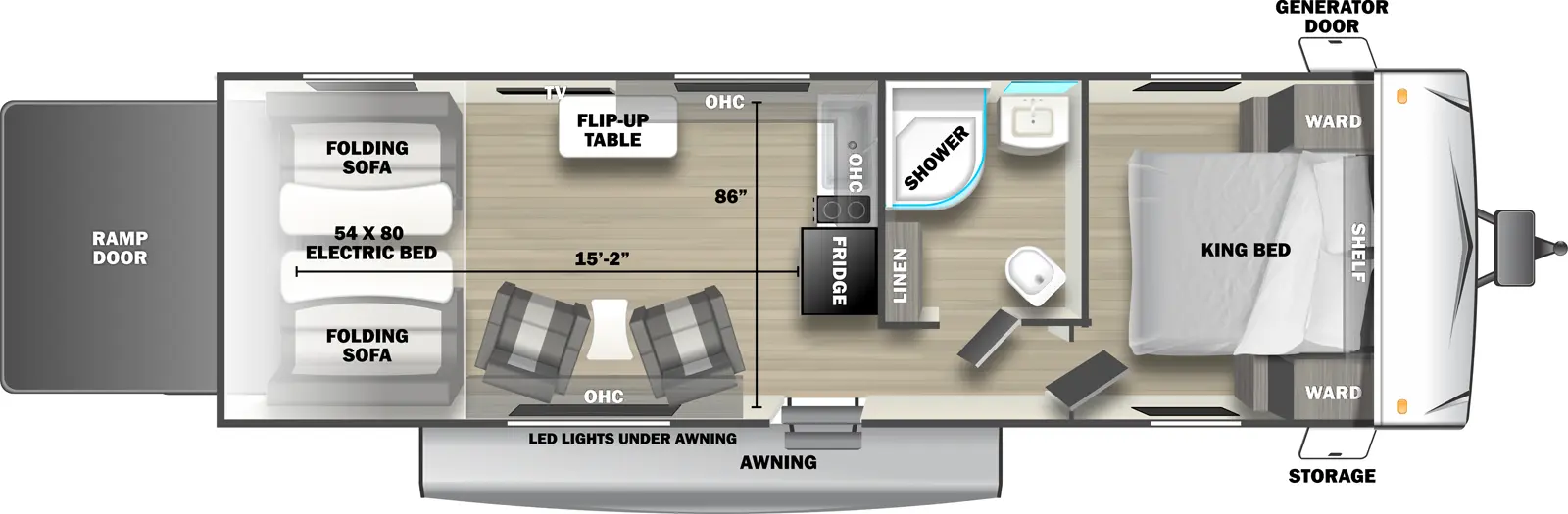 The Stealth 2750SLX is a toy hauler that has one entry and zero slide outs. Exterior features include: fiberglass exterior and  awning. Interiors features include: front bedroom.